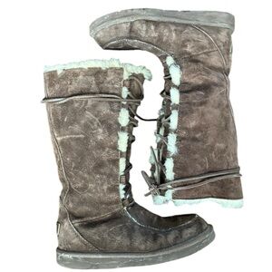 Ugg Australia Uptown Brown Suede Lace Up Shearling Lined Boots Women’s Size 7